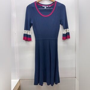 Draper James Navy Knit Dress with Pink and Cream Trim